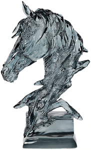仙思图 新中式软装轻奢样板房玄关水晶透明马首雕塑
